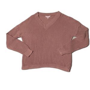 Time & Tru V-neck tan pull-over sweater size XL 16-18, color is Tan